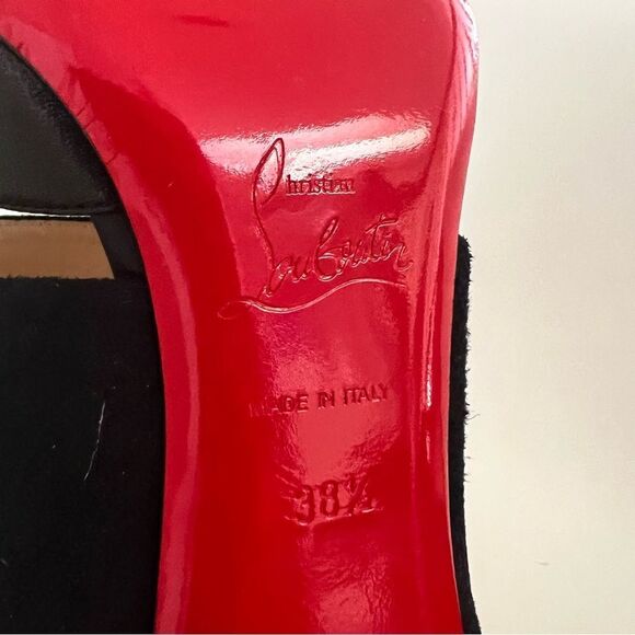 Christian Loboutin Trotter Banded Ankle-Wrap Pump  Black EU 38.5 EUC - Picture 10 of 11